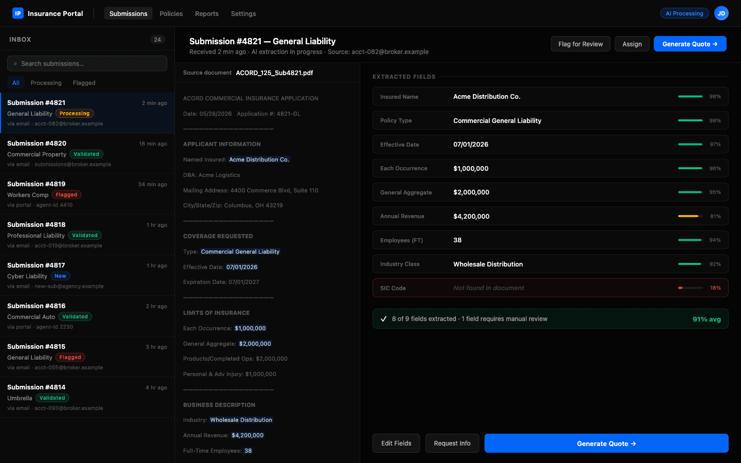 AI Submission Intake